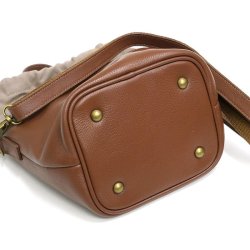 画像9: レザーコンビ巾着ミニショルダー　茶