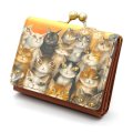 がま口三つ折り福財布2　ねこのしま